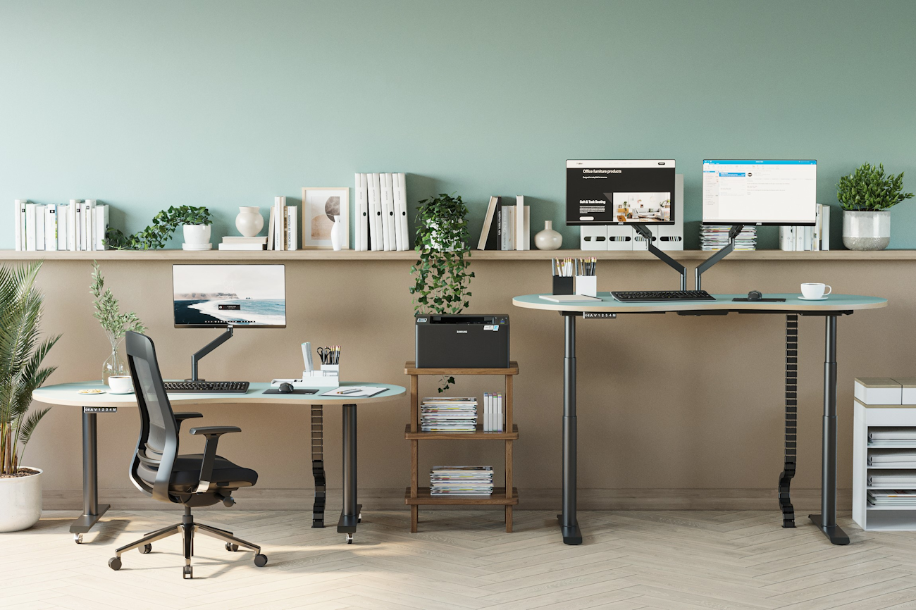 Height Adjustable Computer Desk on Wheels Home Office Workstation