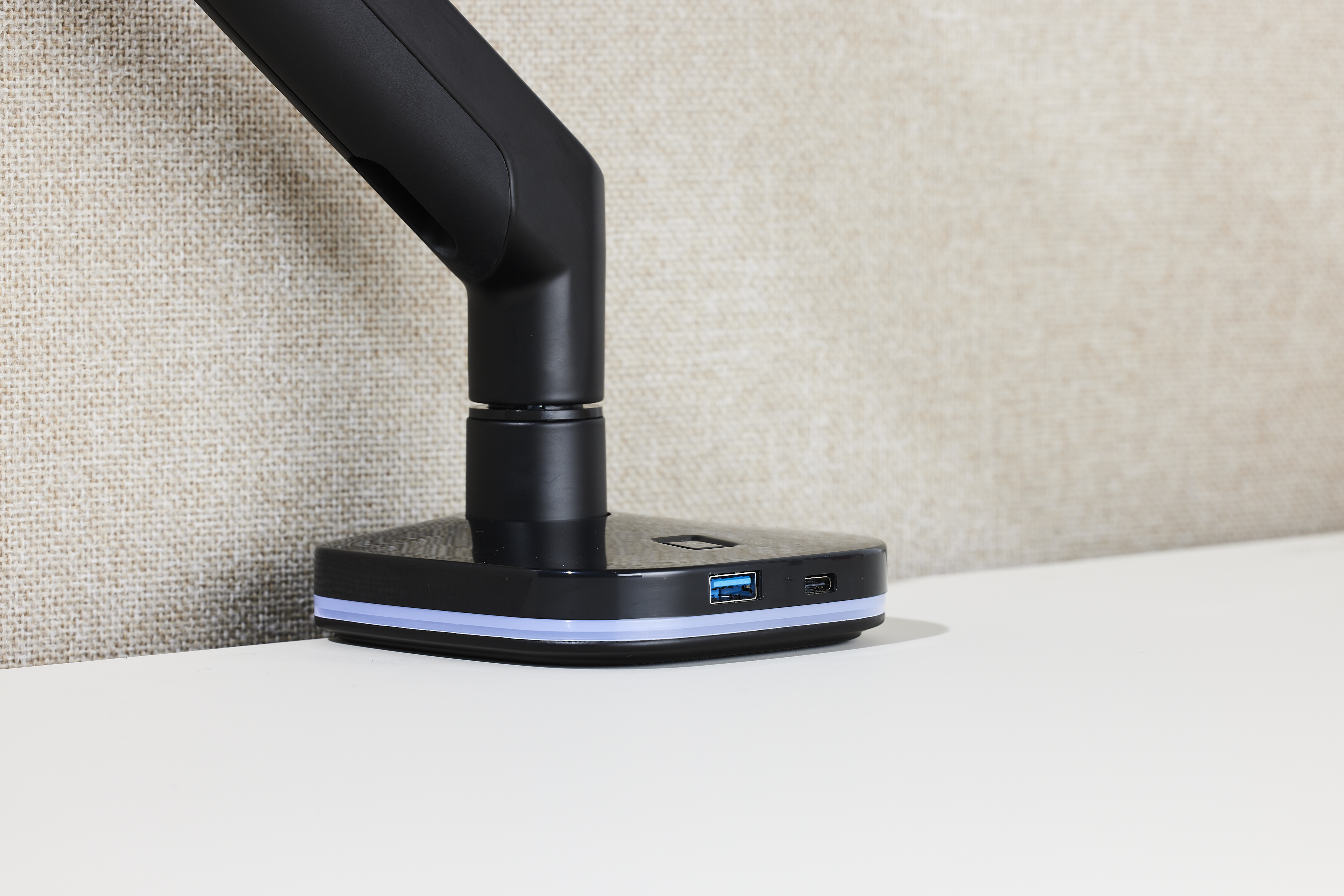 black dual monitor arm base