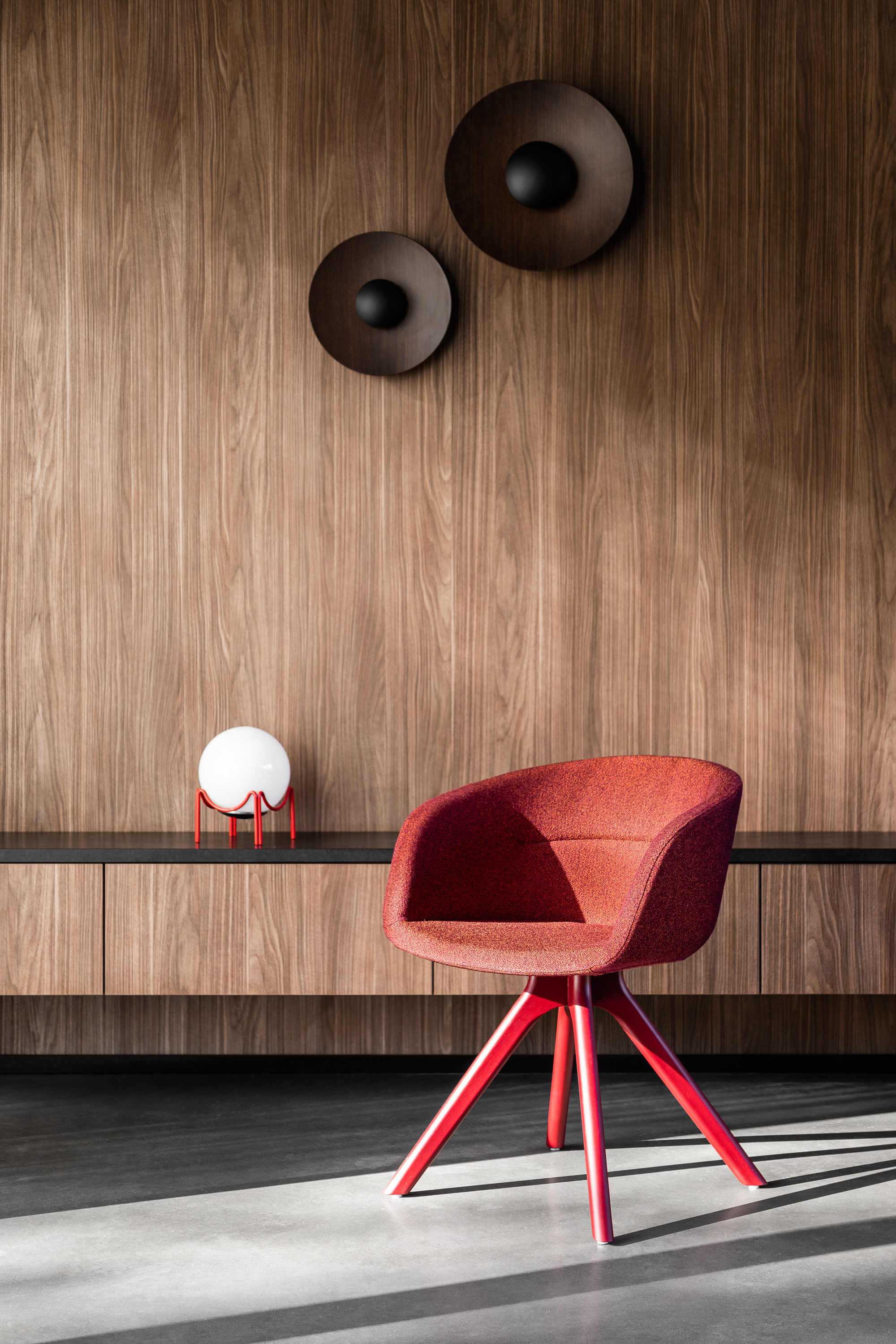 Paxt chair against wooden side